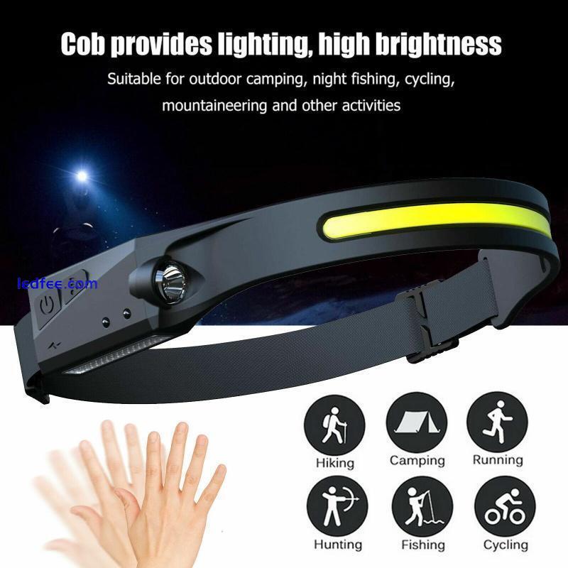 Portable COB Headlamp Head Torch Work Light USB Rechargeable Bar Head Band Lamp 0 