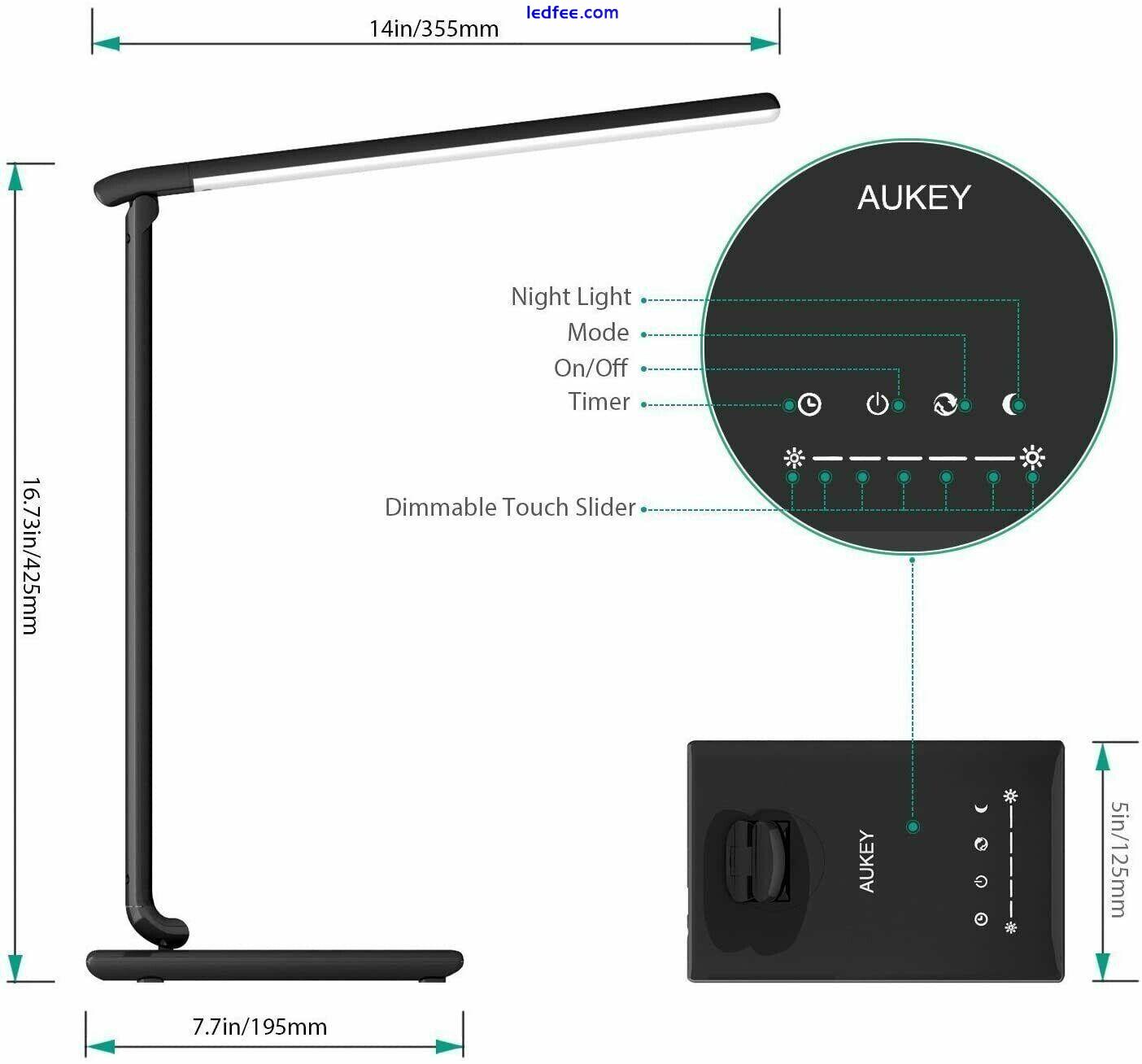 LED DESK LAMP 5 COLOUR TEMPERATURES 7 BRIGHTNESS LEVELS USB CHARGING PORT - UK 1 