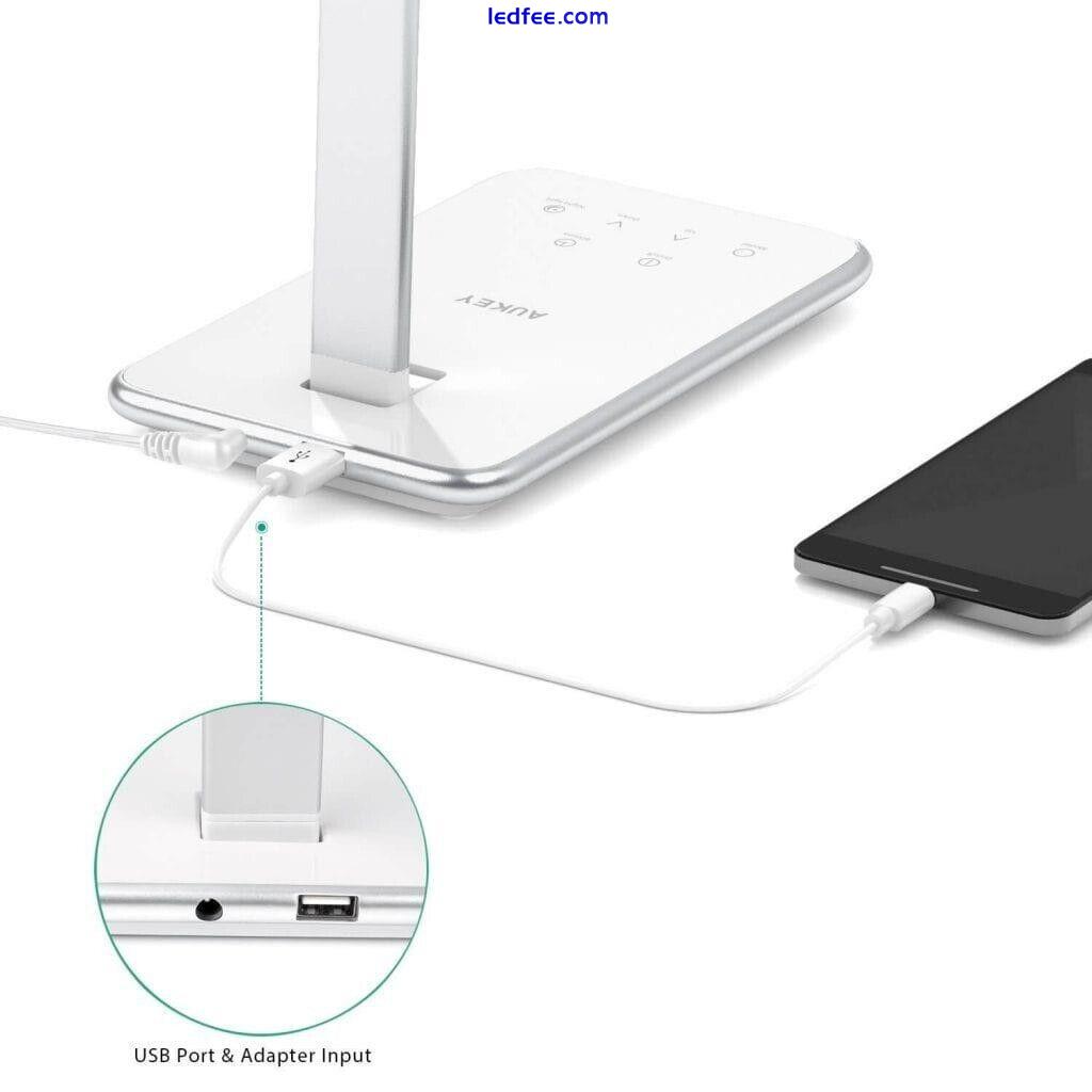 LED DESK LAMP 5 COLOUR TEMPERATURES 7 BRIGHTNESS LEVELS USB CHARGING PORT - UK 5 