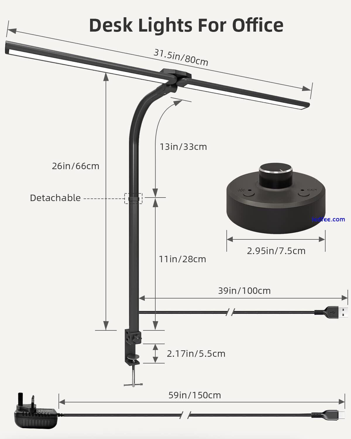 24W LED Double-Head Desk Lamp Wide & Bright Dimmable Eye-Protecting Office Light 0 