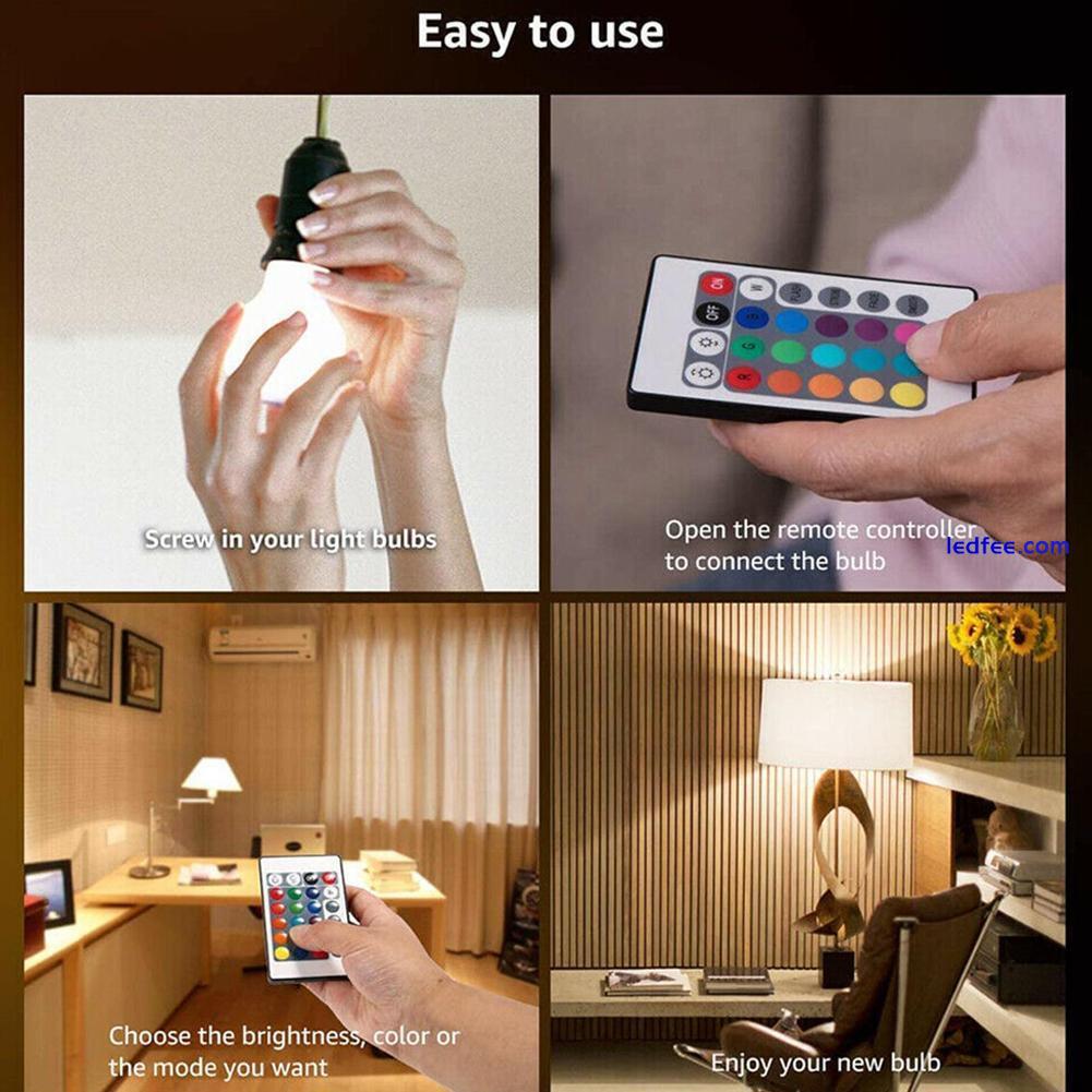 E27 RGBW LED Light Bulb 16-Color Changing W/ Remote For Home Party Room Decor 2 