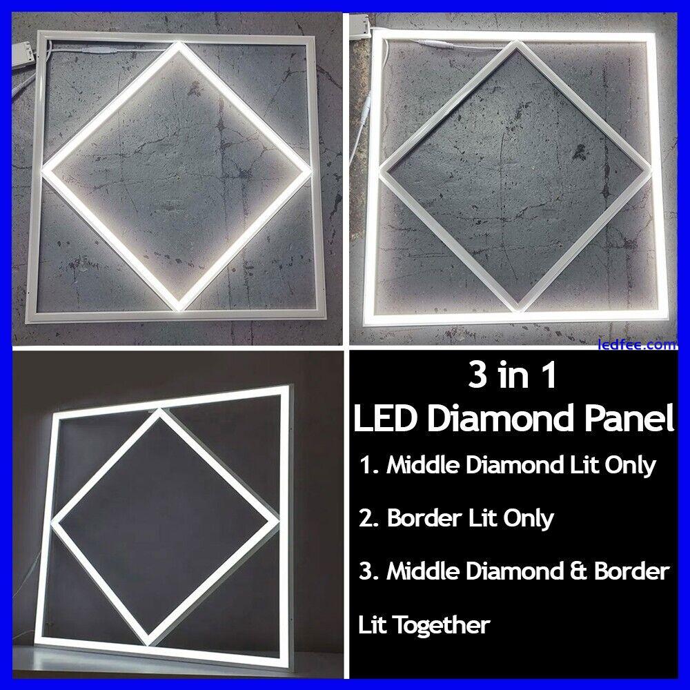 LED PANEL LIGHT 600X600MM DIAMOND Lattice 80W FRAME BORDER EDGE LIGHTS 6500K 4 