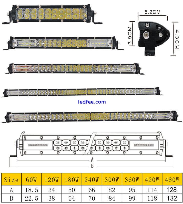 7 13 20 25 32 38 45 50 inch 480W Slim Offroad LED Work Light Bar Fog Driving SUV 4 