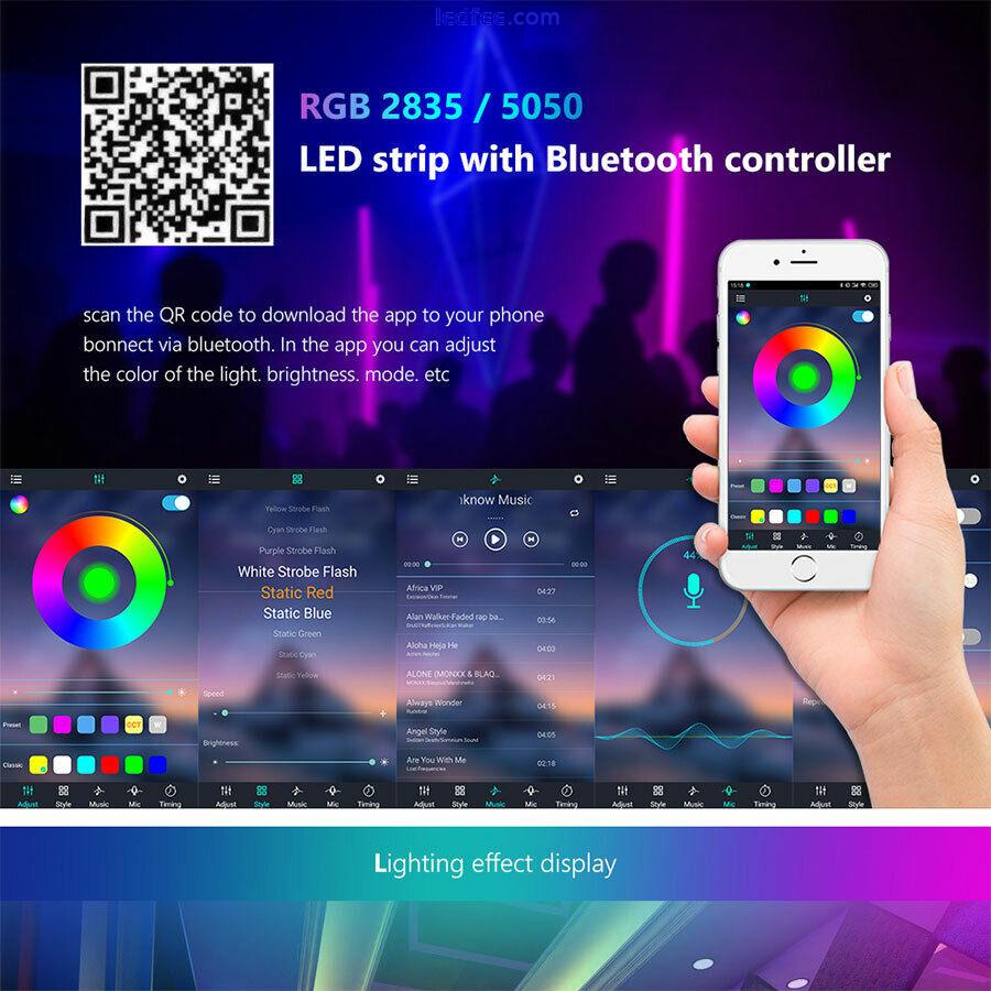 5m 20m Led Strip Lights Bluetooth 4.0 5050 RGB Tape Cabinet TV Kitchen Lighting 3 