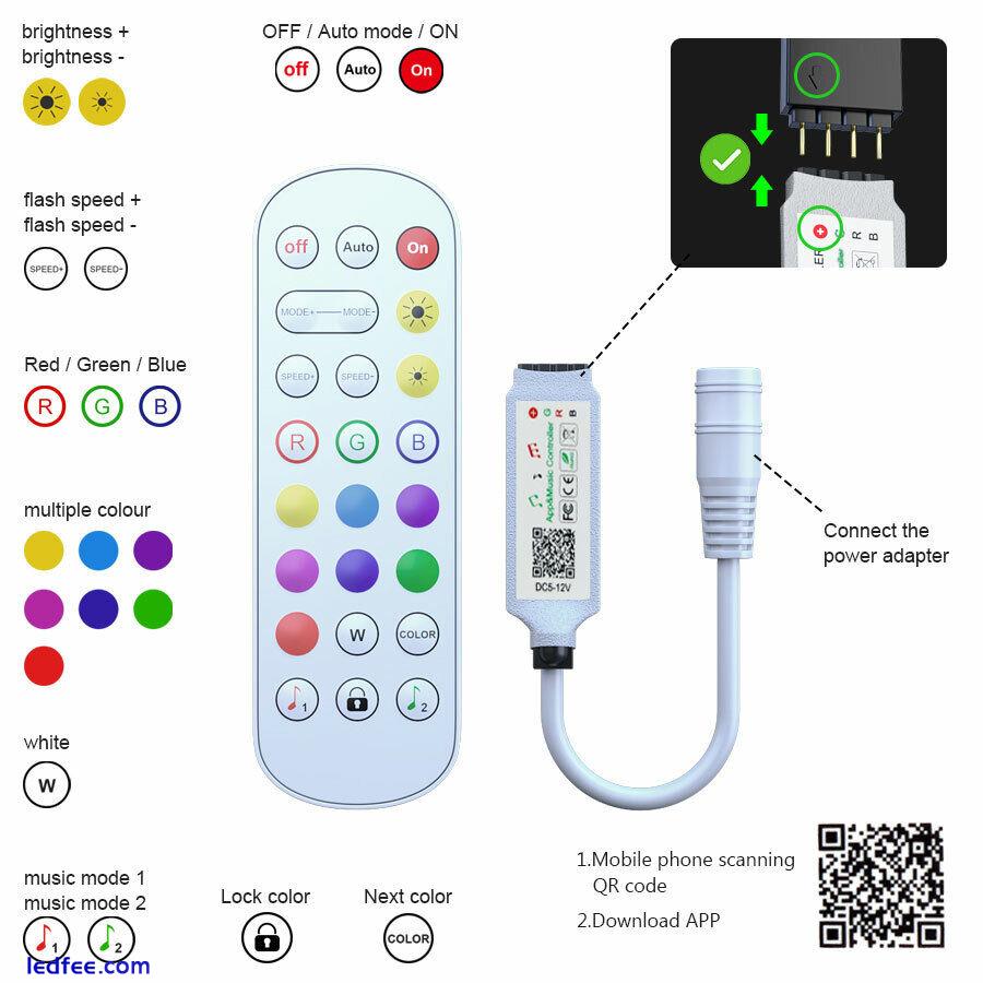 5m 20m Led Strip Lights Bluetooth 4.0 5050 RGB Tape Cabinet TV Kitchen Lighting 1 