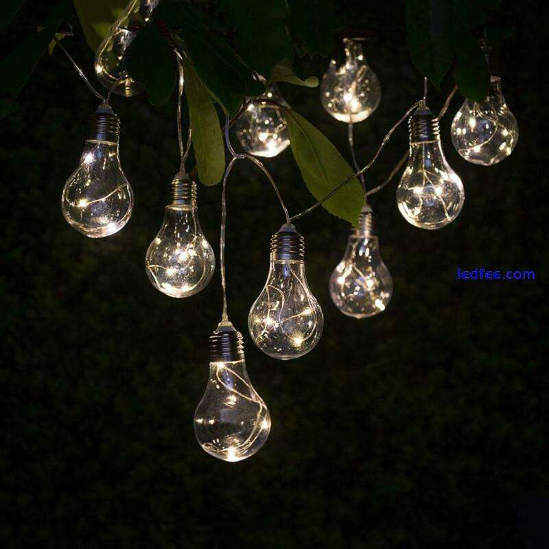 LED Solar Powered Retro Bulb String Lights Garden Outdoor Fairy Summer Lamps 3 