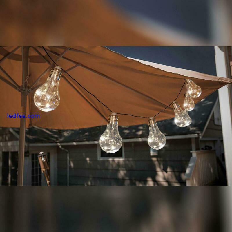 LED Solar Powered Retro Bulb String Lights Garden Outdoor Fairy Summer Lamps 4 