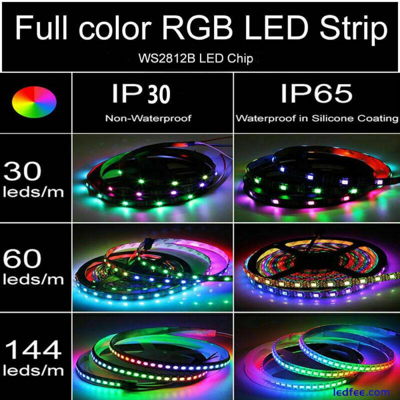 WS2812B 5V 5050 RGB LED Strip 1-5M 30 60 144 150 300 Leds Individual Addressable 3 