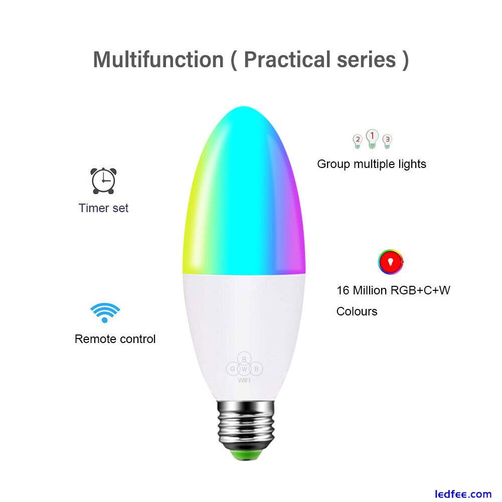 Smart LED Light Bulb E12/E14/E26/E27/B22 Candle RGB Dimmable With Remote Control 3 