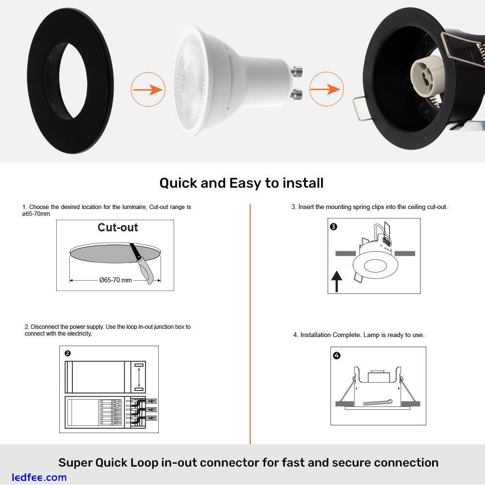 Fire Rated Recessed LED Downlight GU10 Spotlight Downlighters Ceiling Spot Light 4 