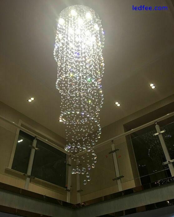 Luxury LED Crystal Spiral Pendant Lamp Ceiling Light Stair Chandelier Loft 0 