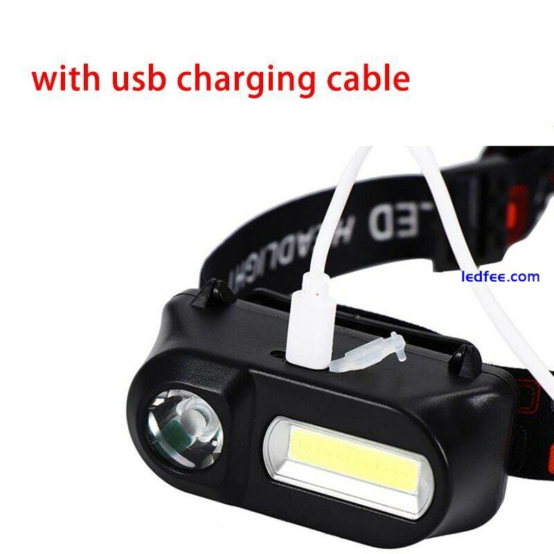 6 Modes USB Rechargeable Headlamp COB LED Headlight Head Light Torch Flashlight 2 