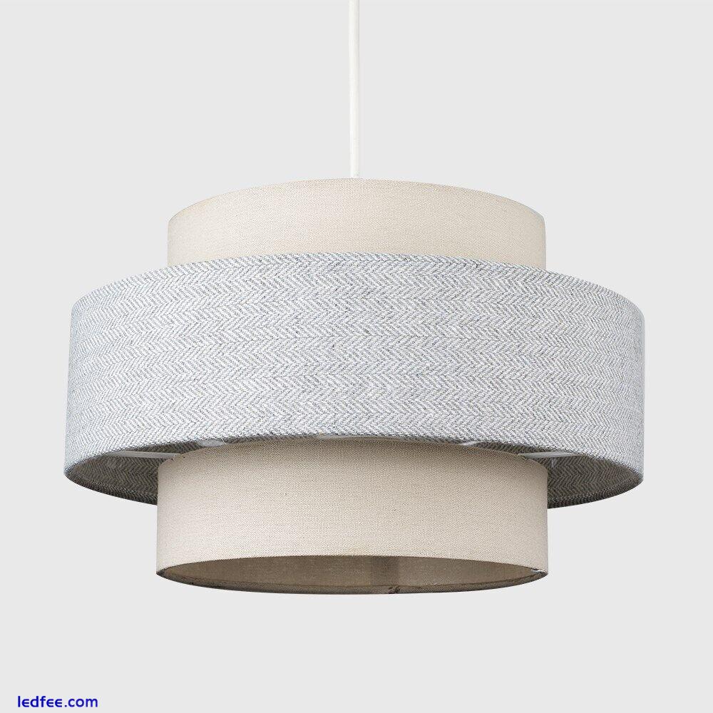 Ceiling Light Shade 2 Tier Cotton Pendant Easy Fit Tiered Lampshade Lamp Lounge 5 