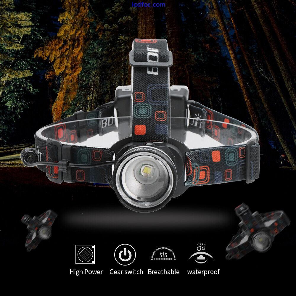 BORUIT LED 9000LM Zoom Headlamp Headlight 200m Head Torch Lamp Light Waterproof 4 