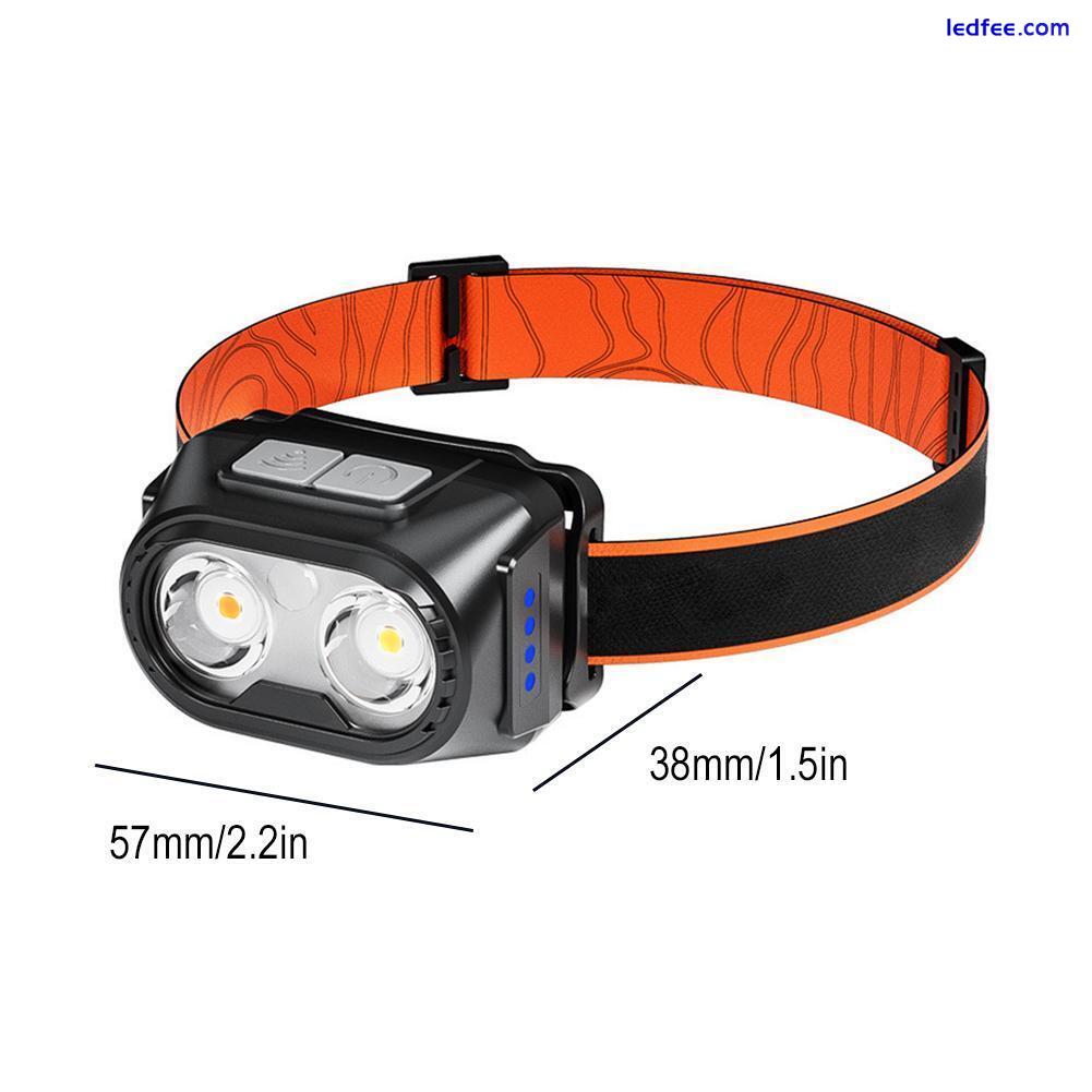 1x Motion Sensor LED Headlamp Headlight USB Rechargeable Head Lamp Torch 1 