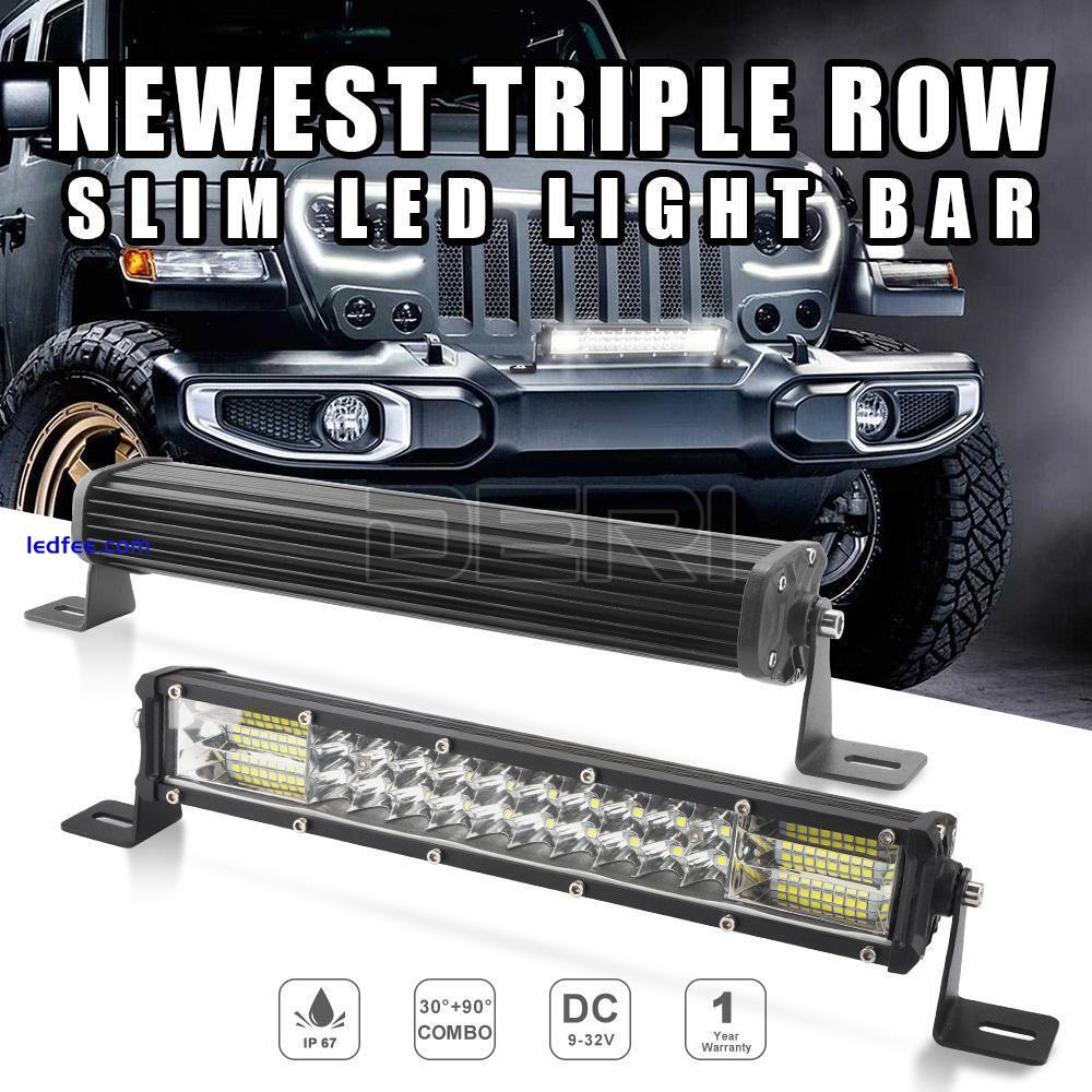 10inch Tri-Row LED Work Light Bar White Spot Flood Combo Driving ATV Offroad SUV 0 