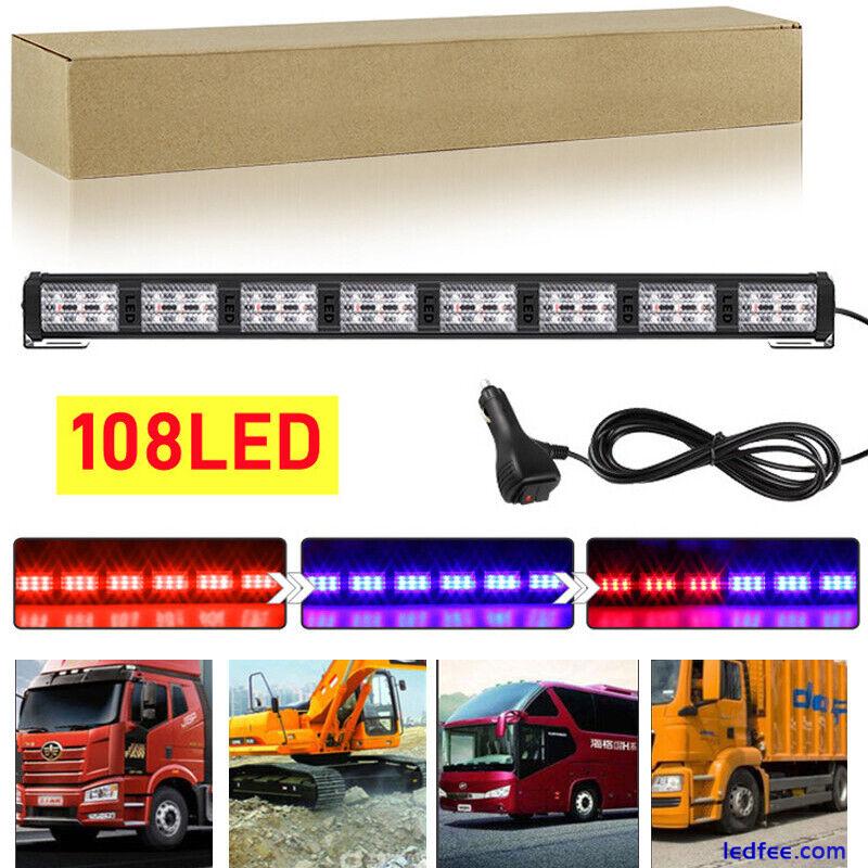 108 LED Signal Light Bar Rooftop Windshield Multifunctional Fog Lights Blue Red 4 