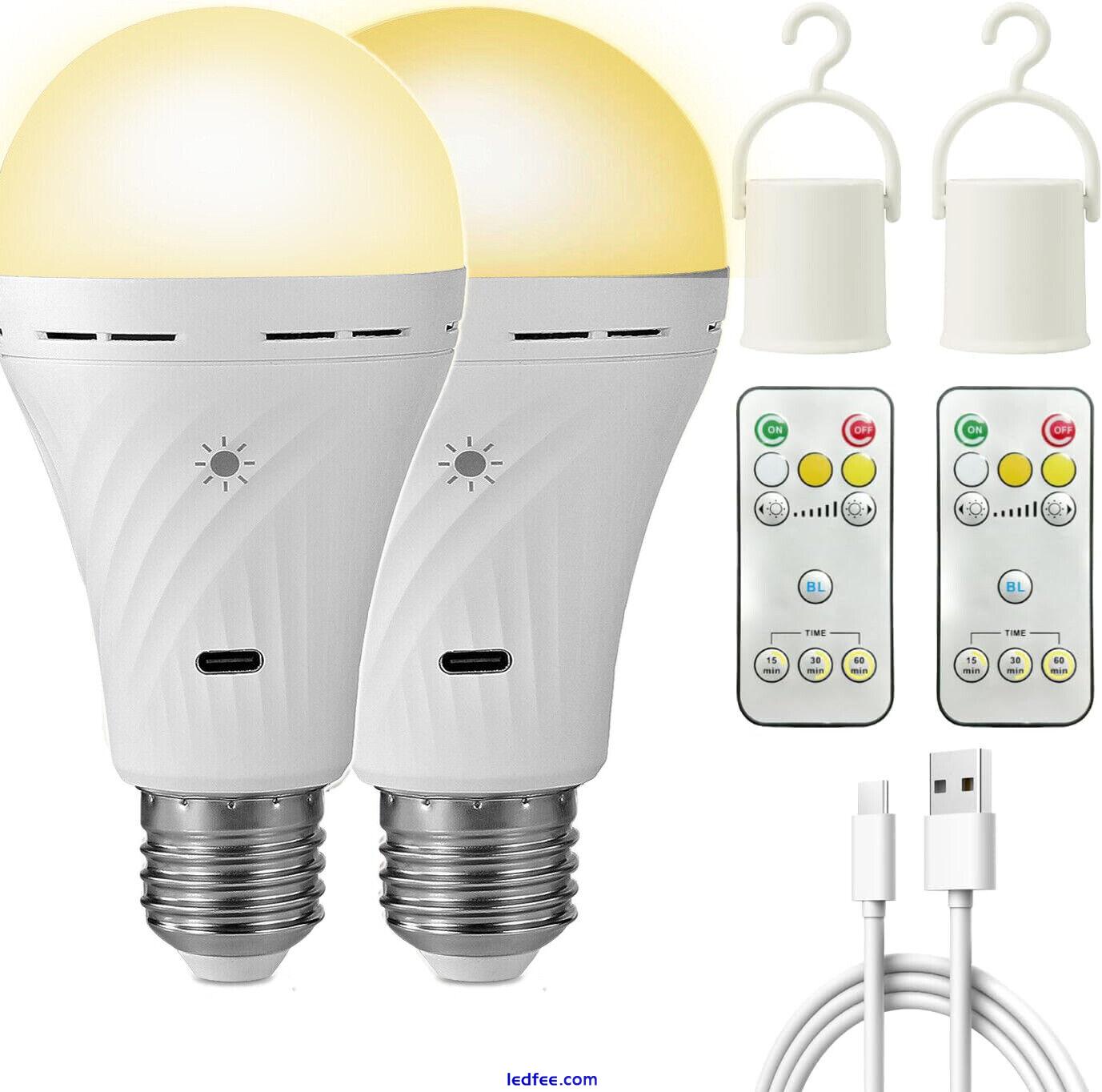 Touch Emergency LED Light Bulb Dimmable Rechargeable Remote Control Lamp USB  0 