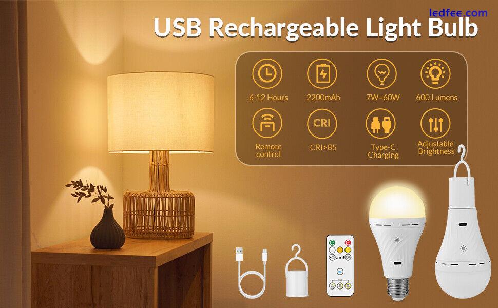 Touch Emergency LED Light Bulb Dimmable Rechargeable Remote Control Lamp USB  2 