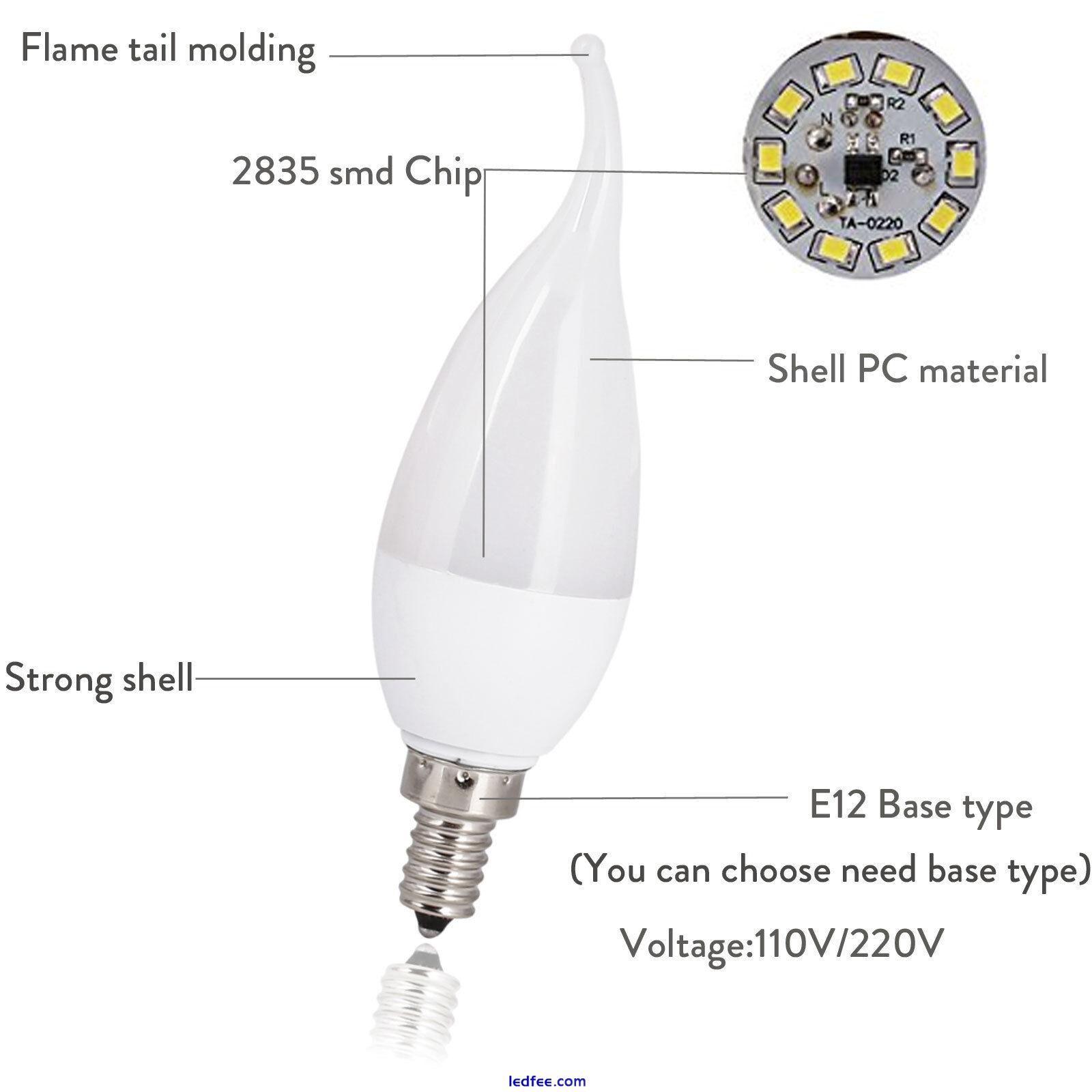 E27 E14 B22 B15 Dimmable LED Candle Light Bulbs Screw  3W Lamp 220V White Lamps 3 