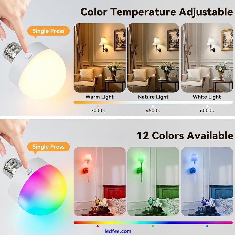 2X USB Rechargeable Light Bulb Remote Control E27 Colorful Dimmable LED Lamp RGB 1 