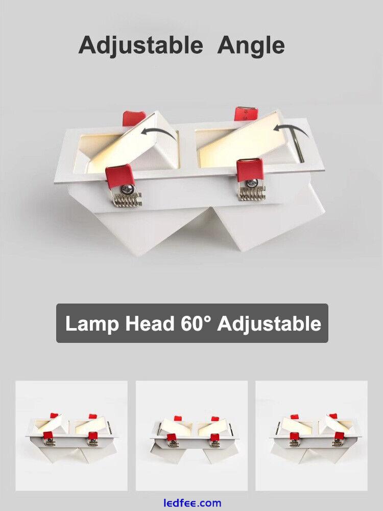 LED Ceiling Lamp Fixture Recessed Soft Downlight Adjustable Angle Grille Light 4 