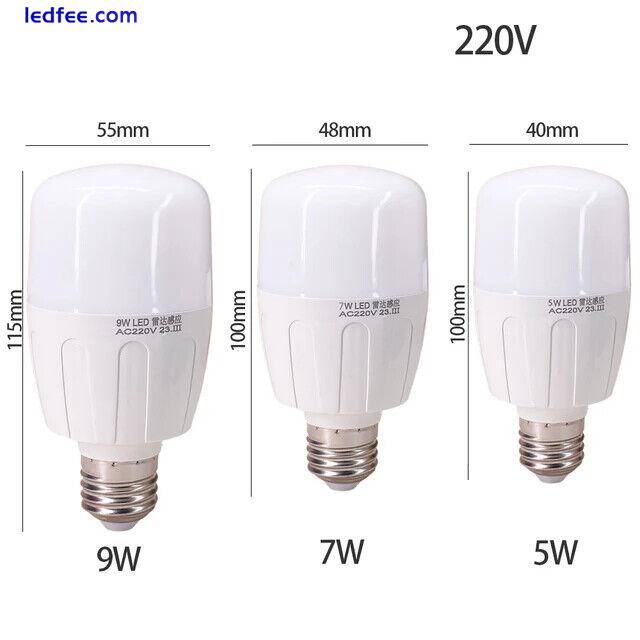 E27 Radar LED Sensor Light Bulbs Motion Activated 5W 7W 9W 220V Lamp Cool White 5 