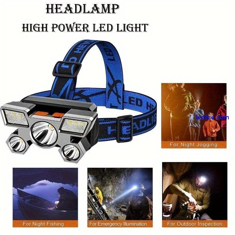 USB Rechargeable Headlamp Portable 5LED Headlight Built In Battery Torch 0 