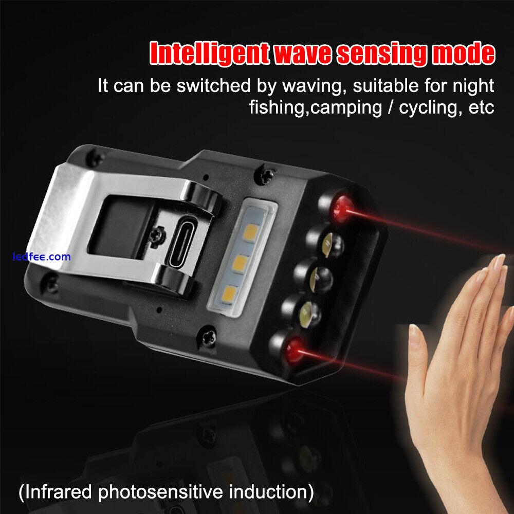 Waterproof LED Headlamp Super Bright Head Torch USB Rechargeable COB Headlight 3 