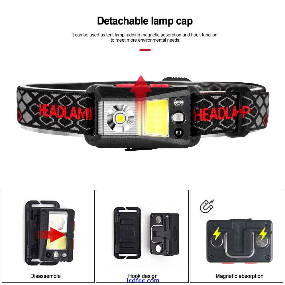 Head Light Torch Rechargeable Sensor LED Headlamp White Red White Blue 4 in 1 5 