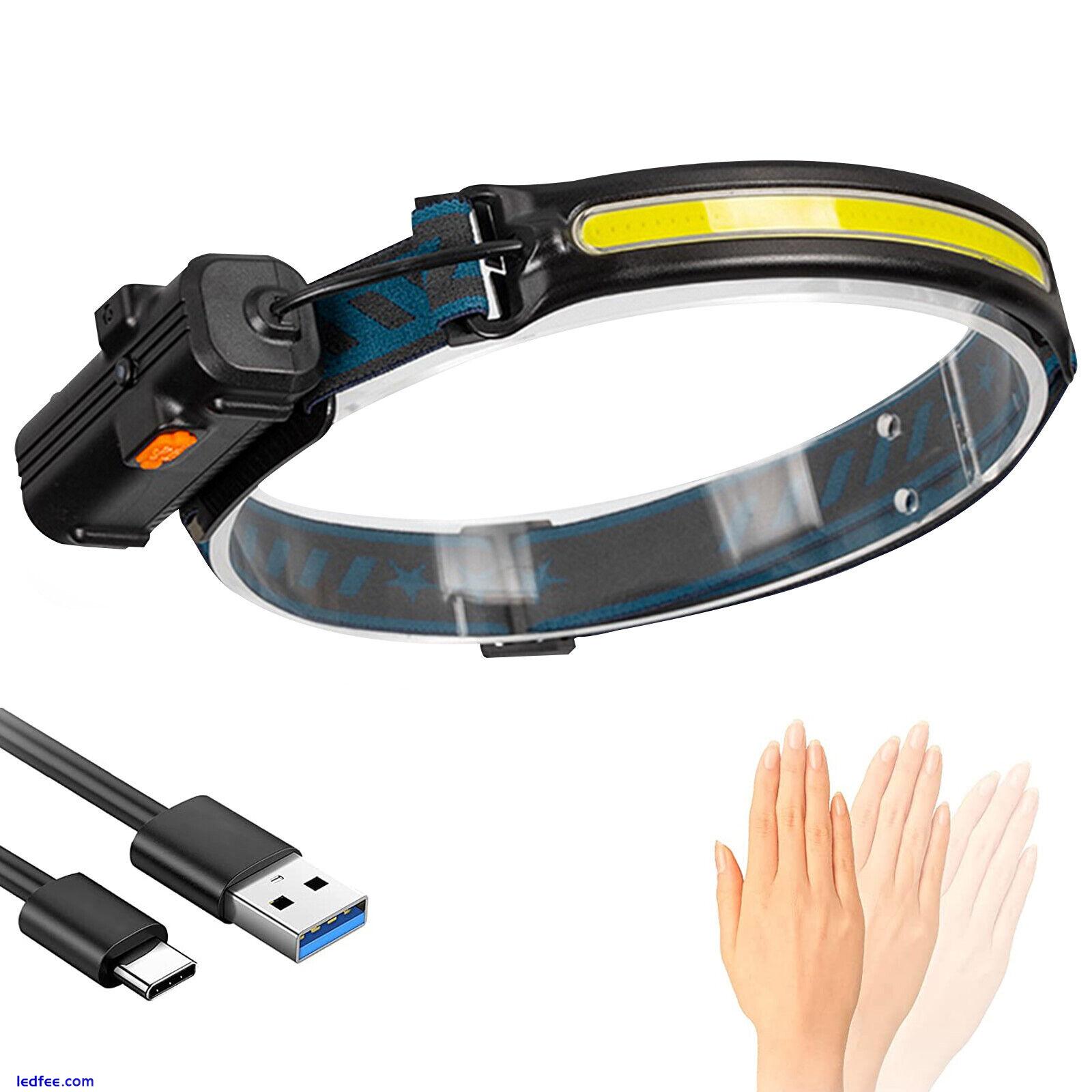 Headlamp Rechargeable Head Torch Waterproof Front Lights for Jogging Camping 4 