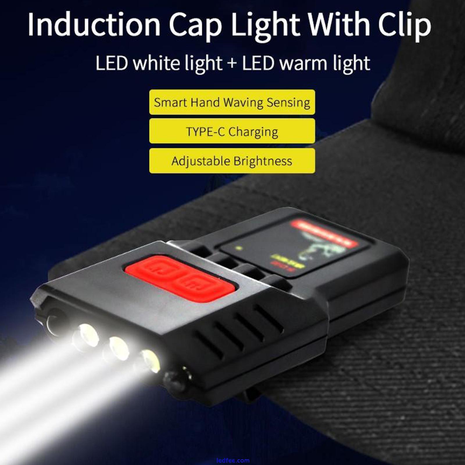 Headlamp Clip on Hat Cap Light LED Head Torch Fishing Camp Rechargeable USB M9Z7 2 