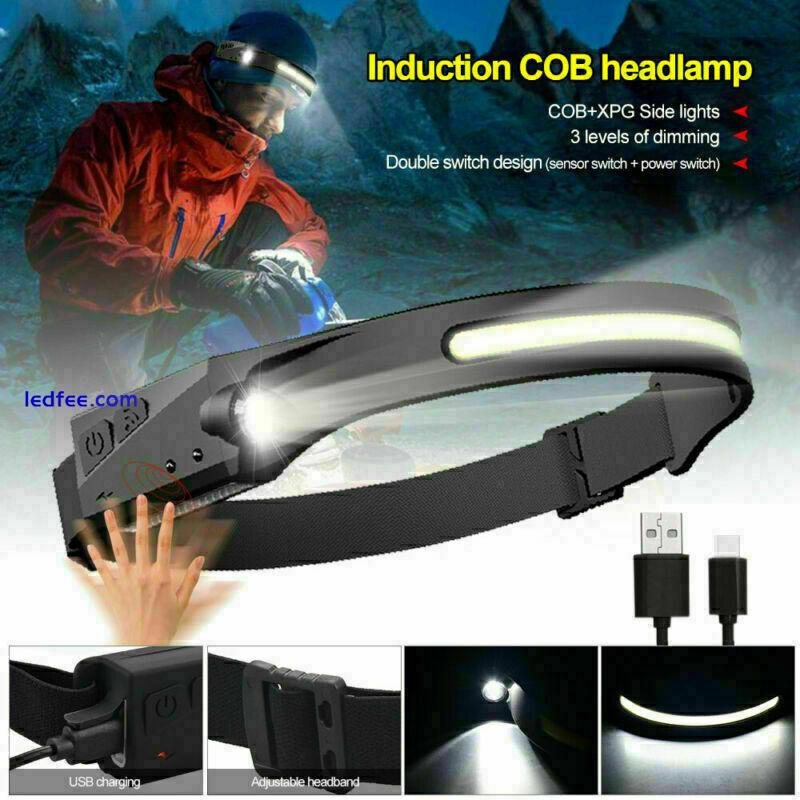 Head Torch Rechargeable Go Beam 230° Head Lamp LED COB Headlamp Head Work Light# 0 