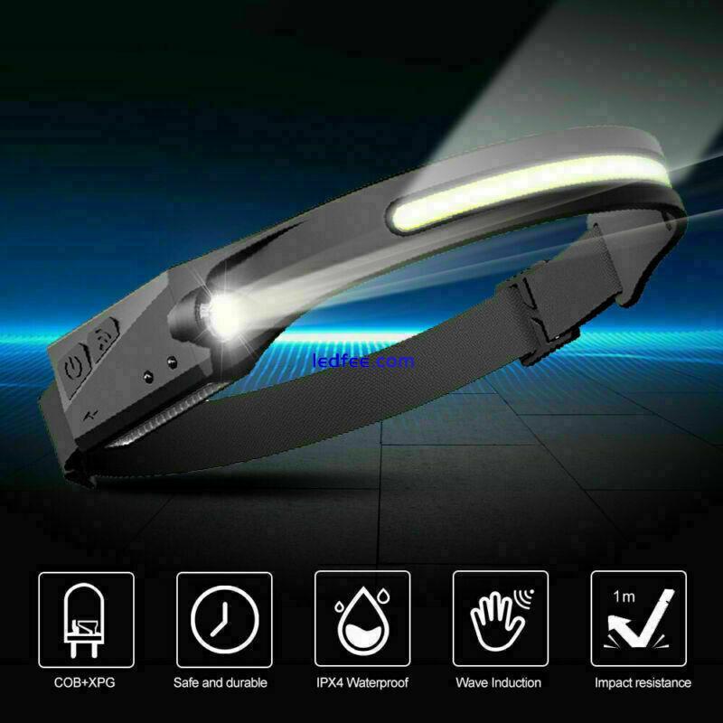 Head Torch Rechargeable Go Beam 230° Head Lamp LED COB Headlamp Head Work Light# 1 