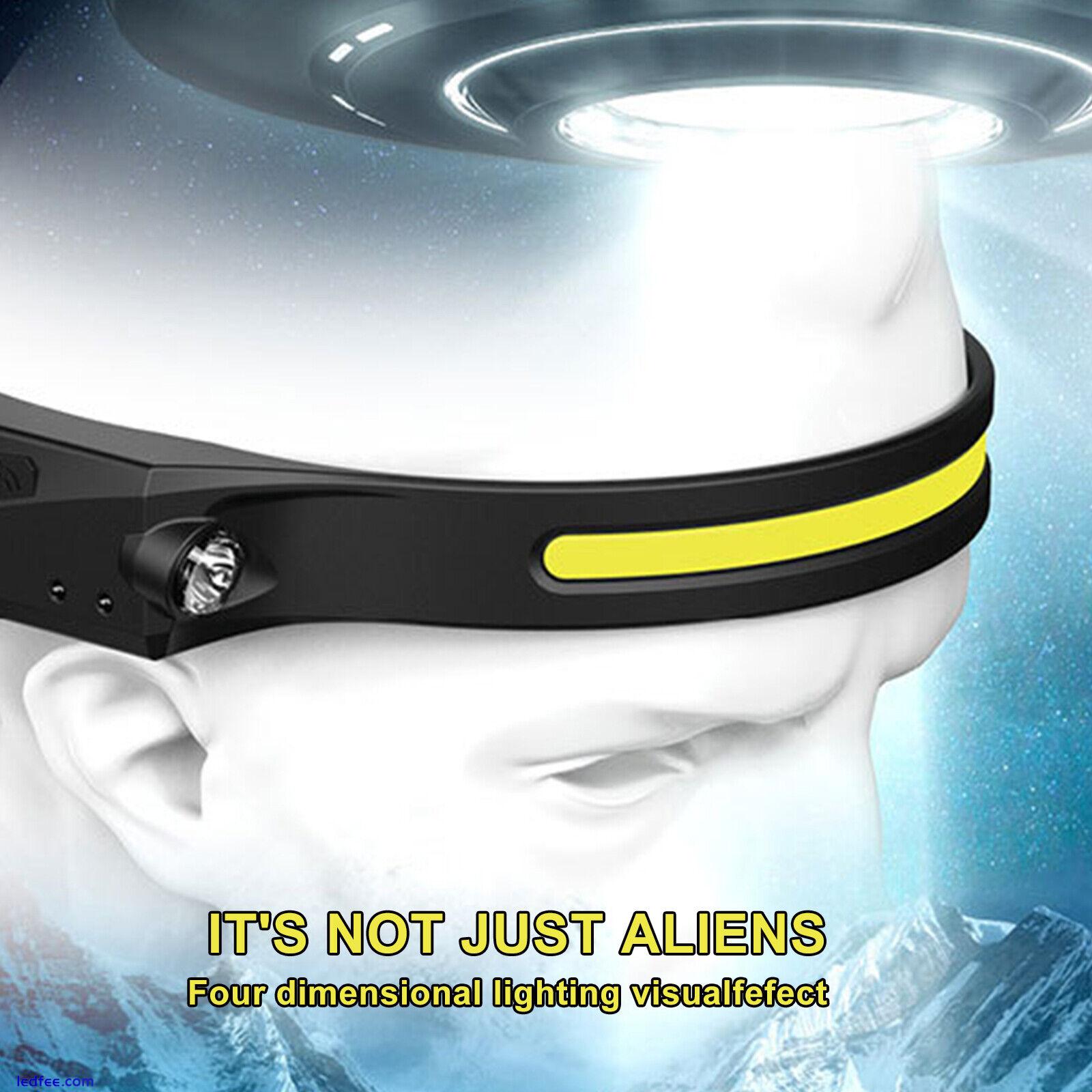 1/2X COB Headlamp Night Buddy LED Motion Sensor Head Torch Headlight Waterproof 1 