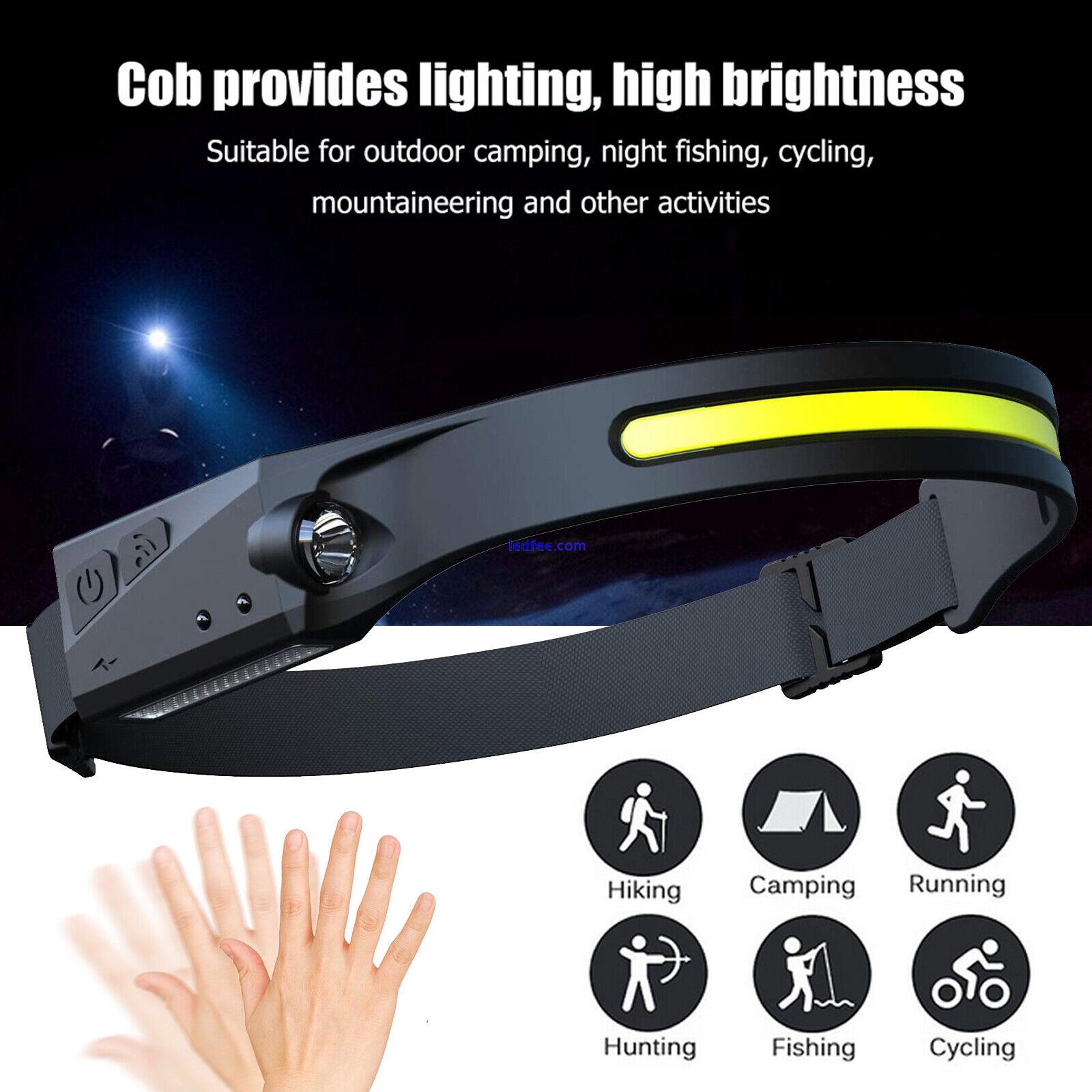 1/2X COB Headlamp Night Buddy LED Motion Sensor Head Torch Headlight Waterproof 5 