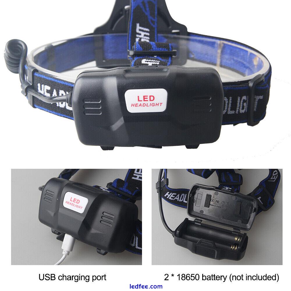 Hunting Red Green Blue White Light LED Head Torch Headlamp Zoom USB Rechargeable 4 