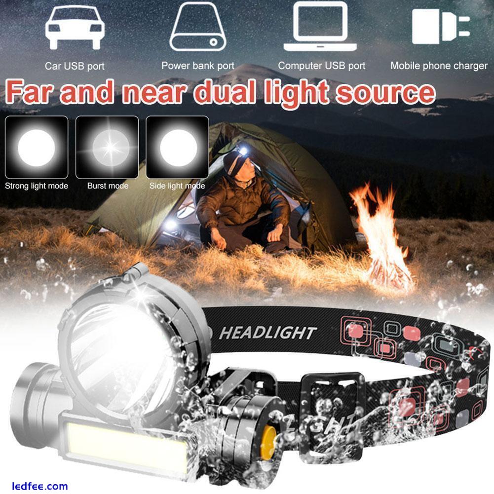 COB LED Headlamp USB Rechargeable Headlight Torch Work Lamps HeadBand F7B0 X8G2 0 