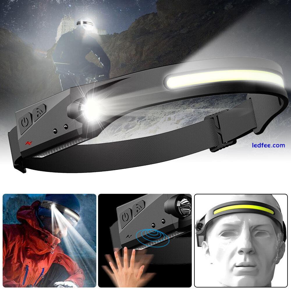 COB LED Headlamp Headlight Torch Flashlight Work Light Bar Head Band Lamp USB UK 4 