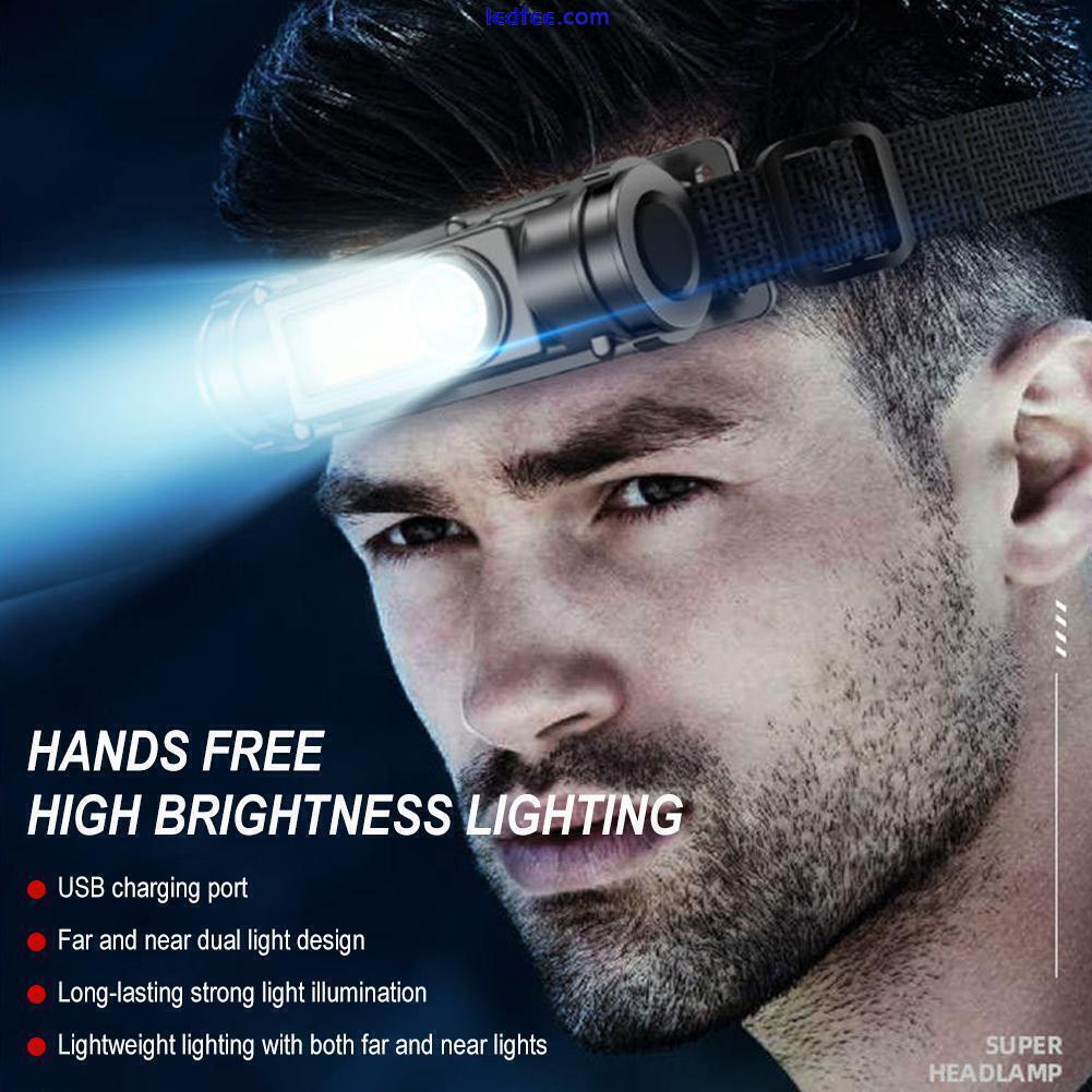 COB LED Headlamp USB Rechargeable Flashlight Mini Headlight light Torch`❀ 5 