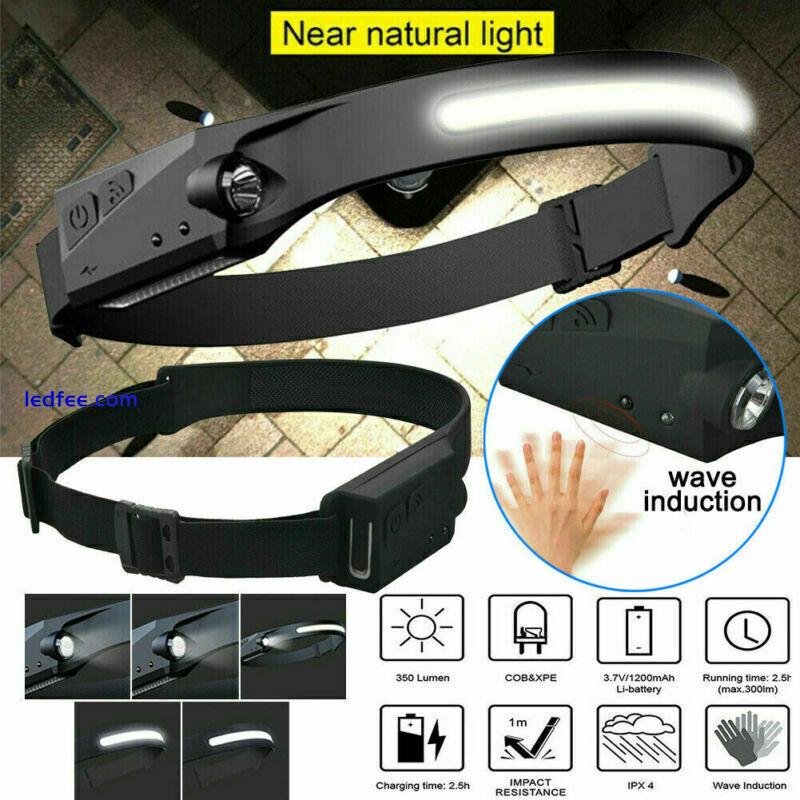 COB+LED Headlamp Headlight Torch Work Light Bar Band Head Lamp USB Rechargeable 1 