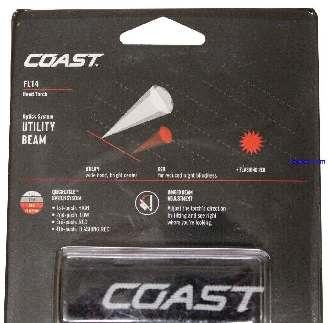 Coast Head Torch 39 Lumens  30m Range Four Mode Button Switch Red And White FL14 0 