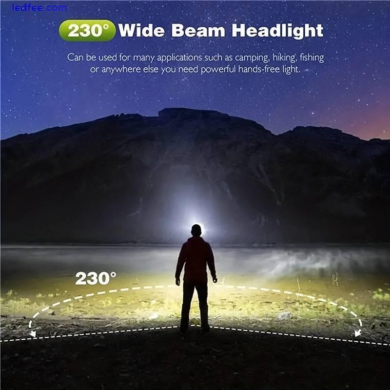 LED Sensor Headlamp USB Recharge Builtin Battery Waterproof Adjustable HeadTorch 1 