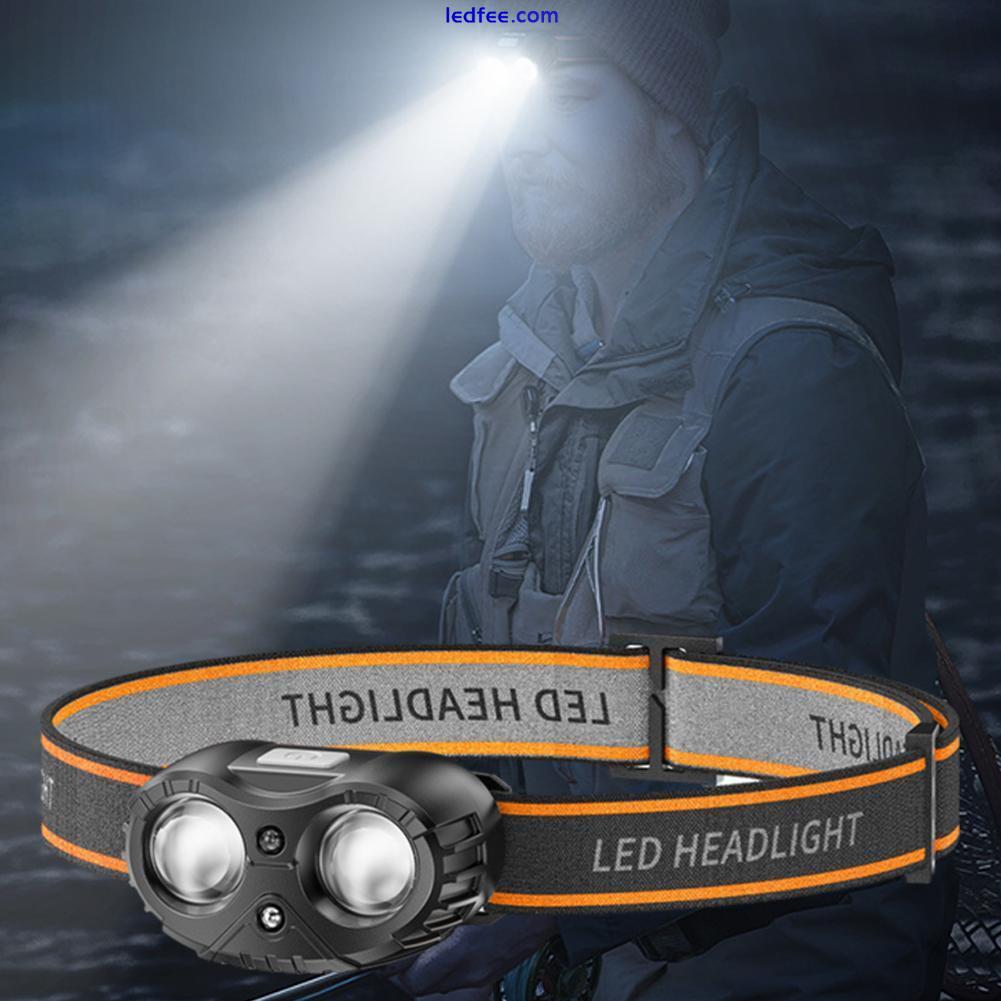 Waterproof LED Head Torch with USB Rechargeable Super Bright Band x 1✨j 0 