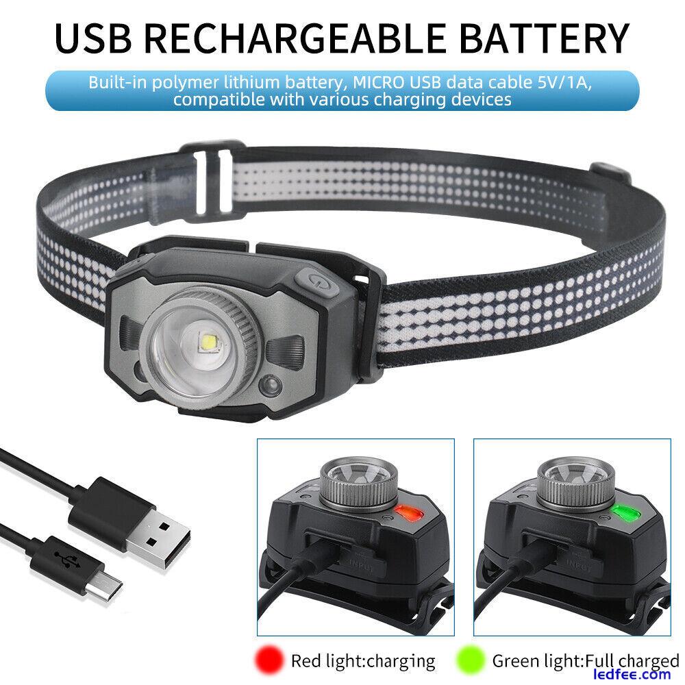 90000LM Sensor LED Headlamp Head Torch Rechargeable Zoom Headlight Light Lamp 3 