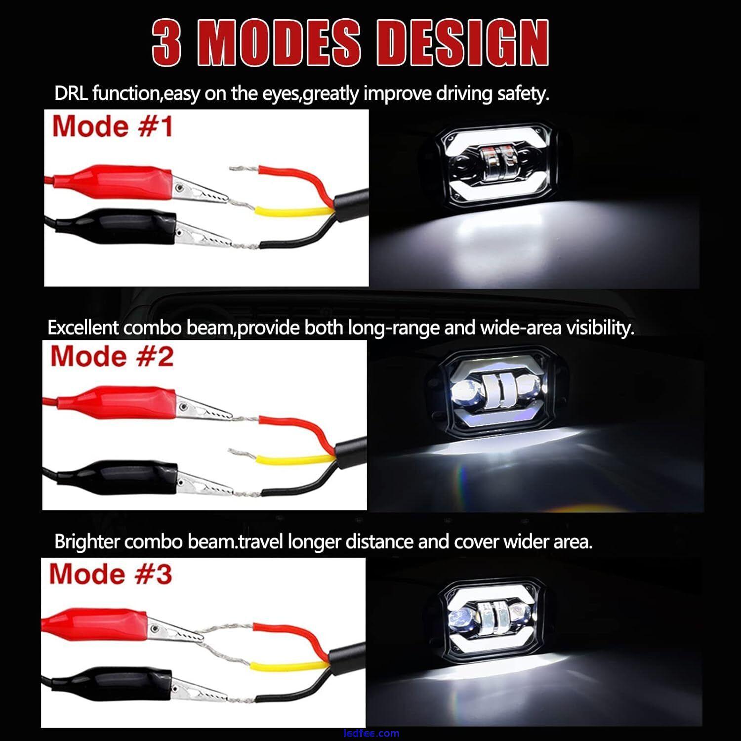 2pcs 5Inch 80W Flush Mount LED Pods with DRL Driving Lights Spot Flood Combo 4 