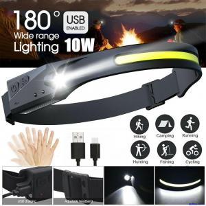 COB LED Headlamp Headlight Torch Flashlight Work Light Bar Head Band Lamp USB UK