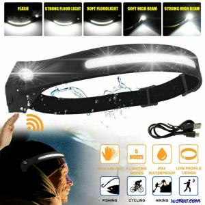 COB+LED Headlamp Headlight Torch Work Light Bar Band Head Lamp USB Rechargeable