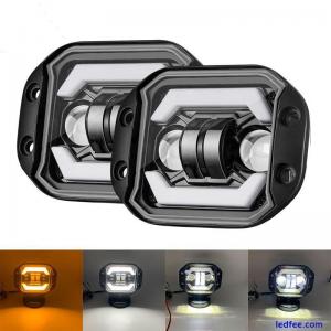 2pcs 5Inch 80W Flush Mount LED Pods with DRL Driving Lights Spot Flood Combo