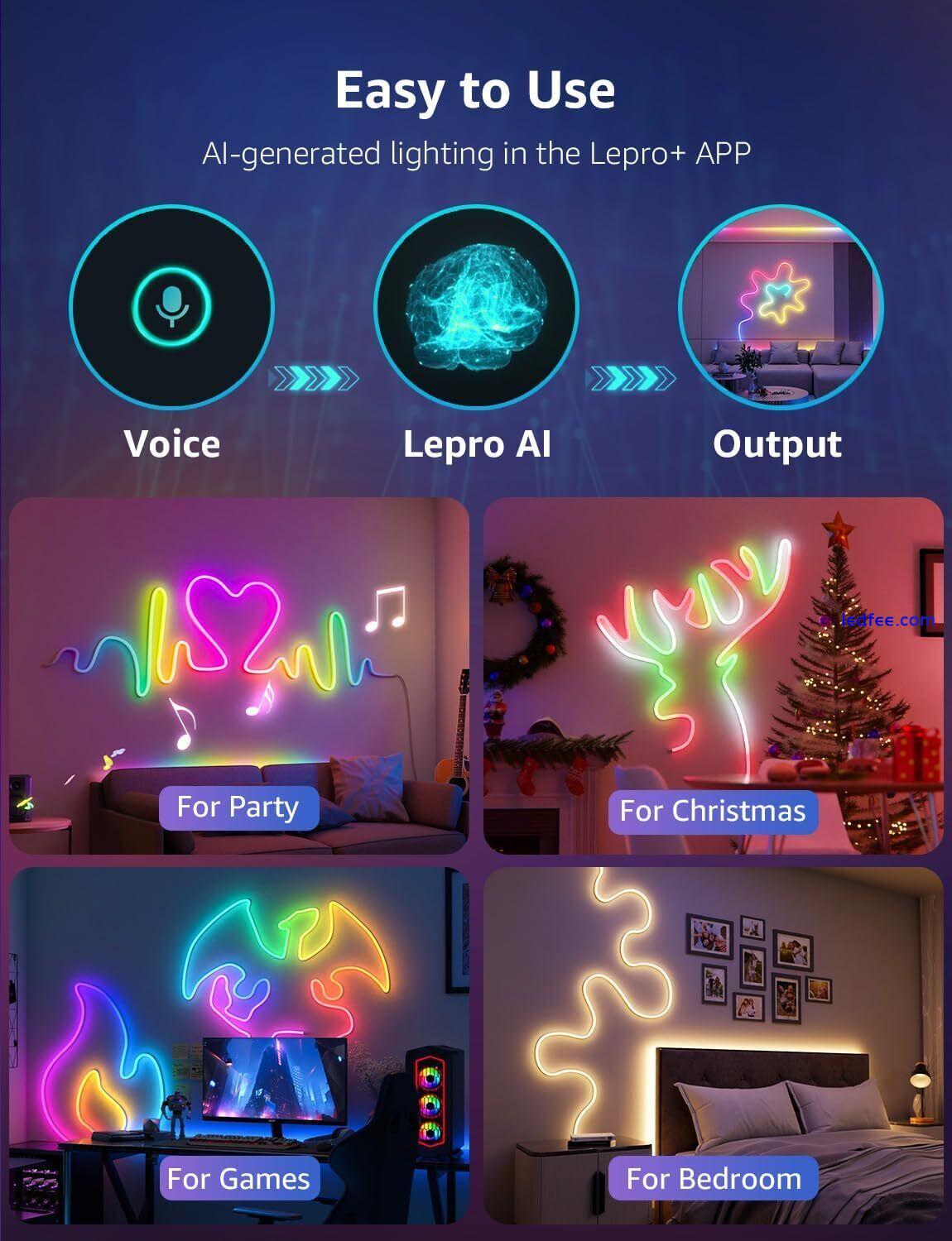 Neon LED Strip Lights Smart AI Colour Changing Light Magicolour Voice Control 2 